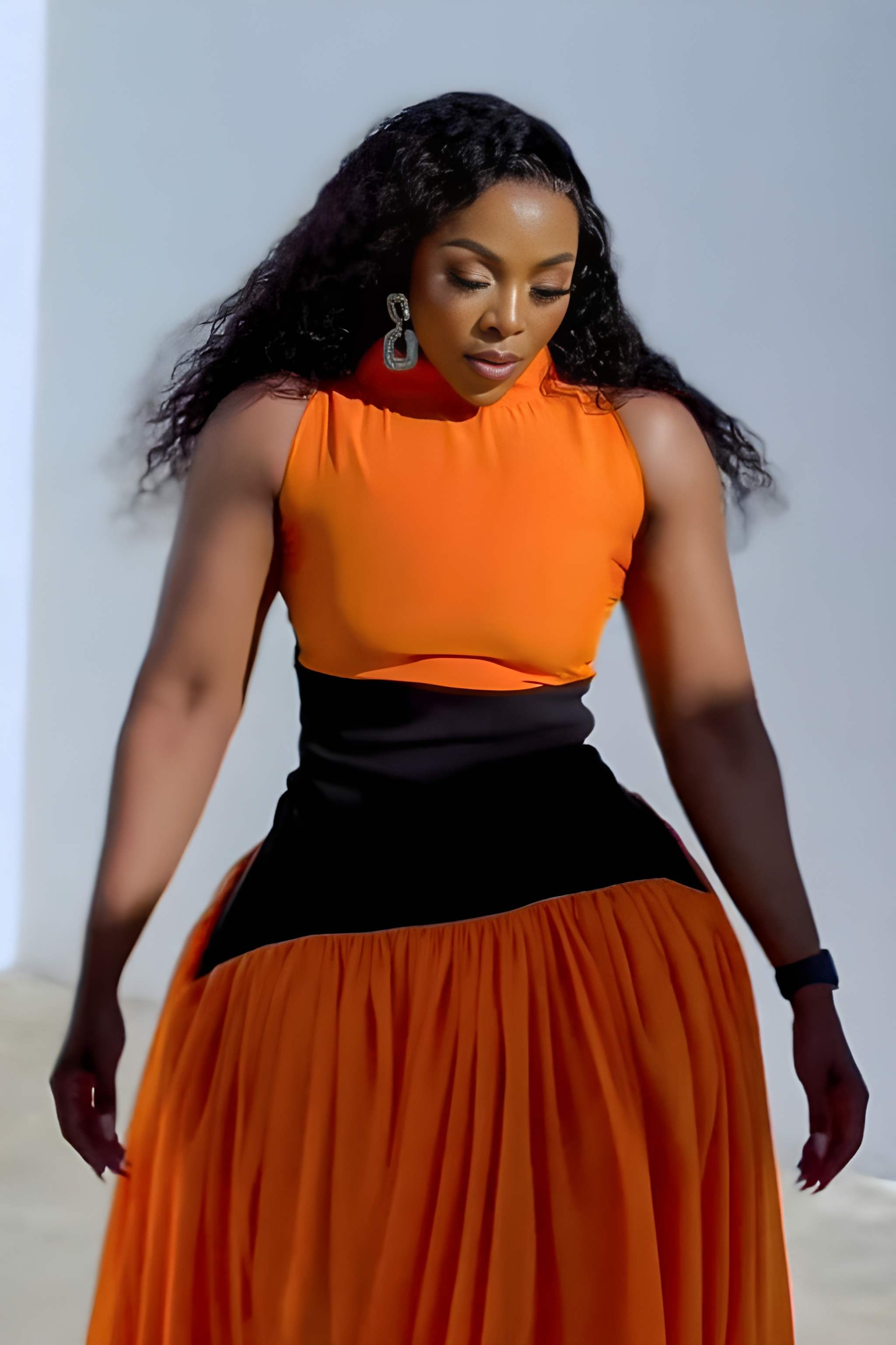 שמלת מקסי להבה של שקיעה