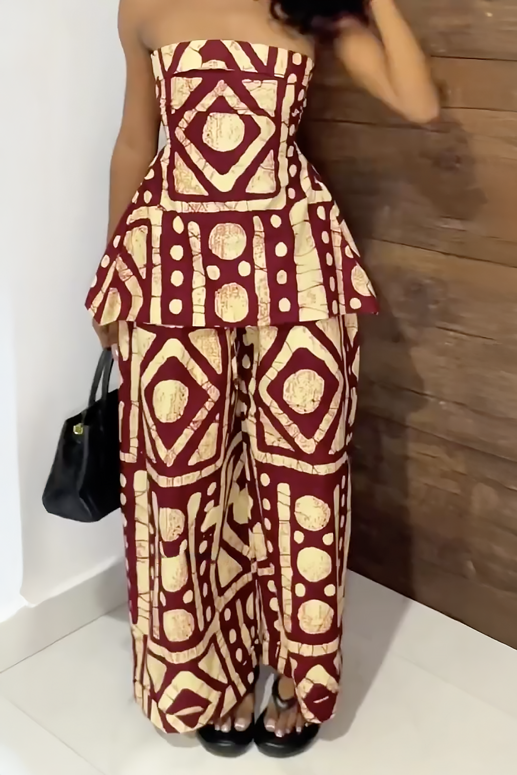 Σετ με Πάνω Μπλουζάκι Μπαντό με Παραδοσιακό Αφρικανικό Σχέδιο και Φαρδιά Παντελόνια