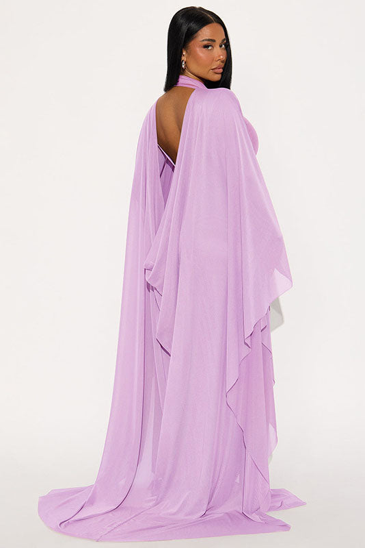 Conjunto de Vestido Maxi de Duas Peças com Capa Transparente