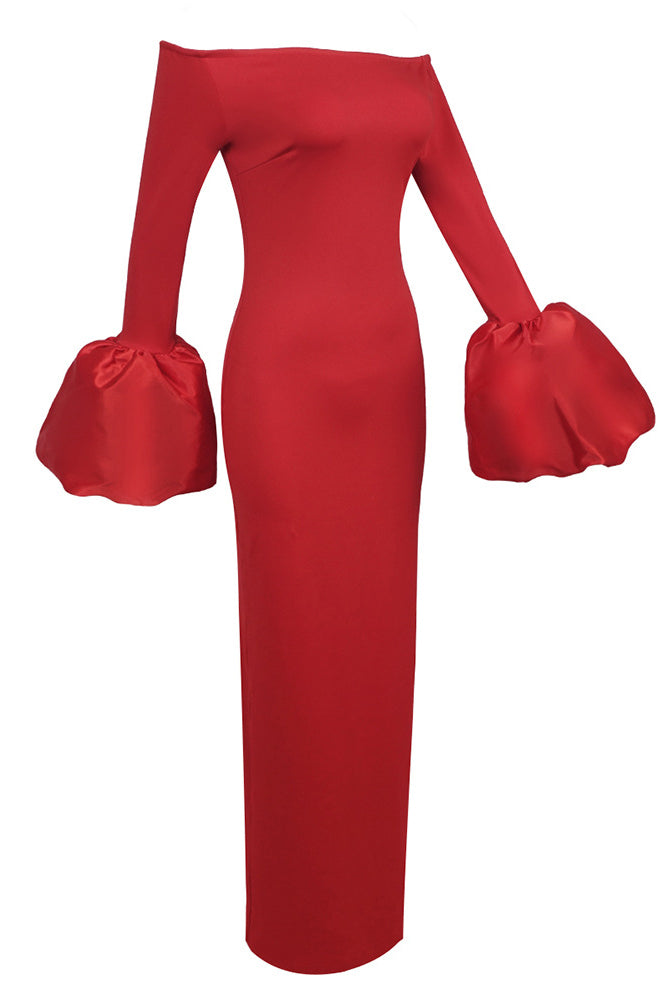 Enfärgad lanternärmklänning