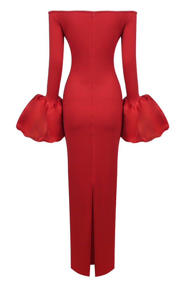 Enfärgad lanternärmklänning