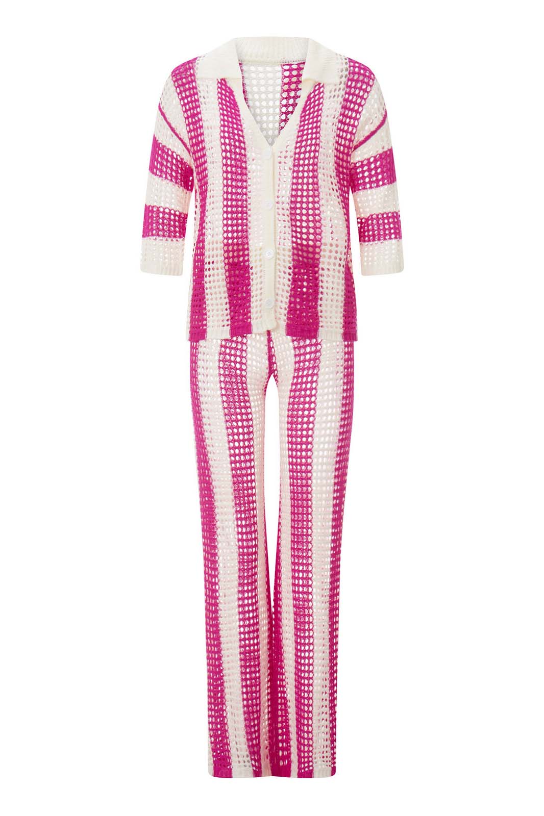 Hålrandig skjortastickad set