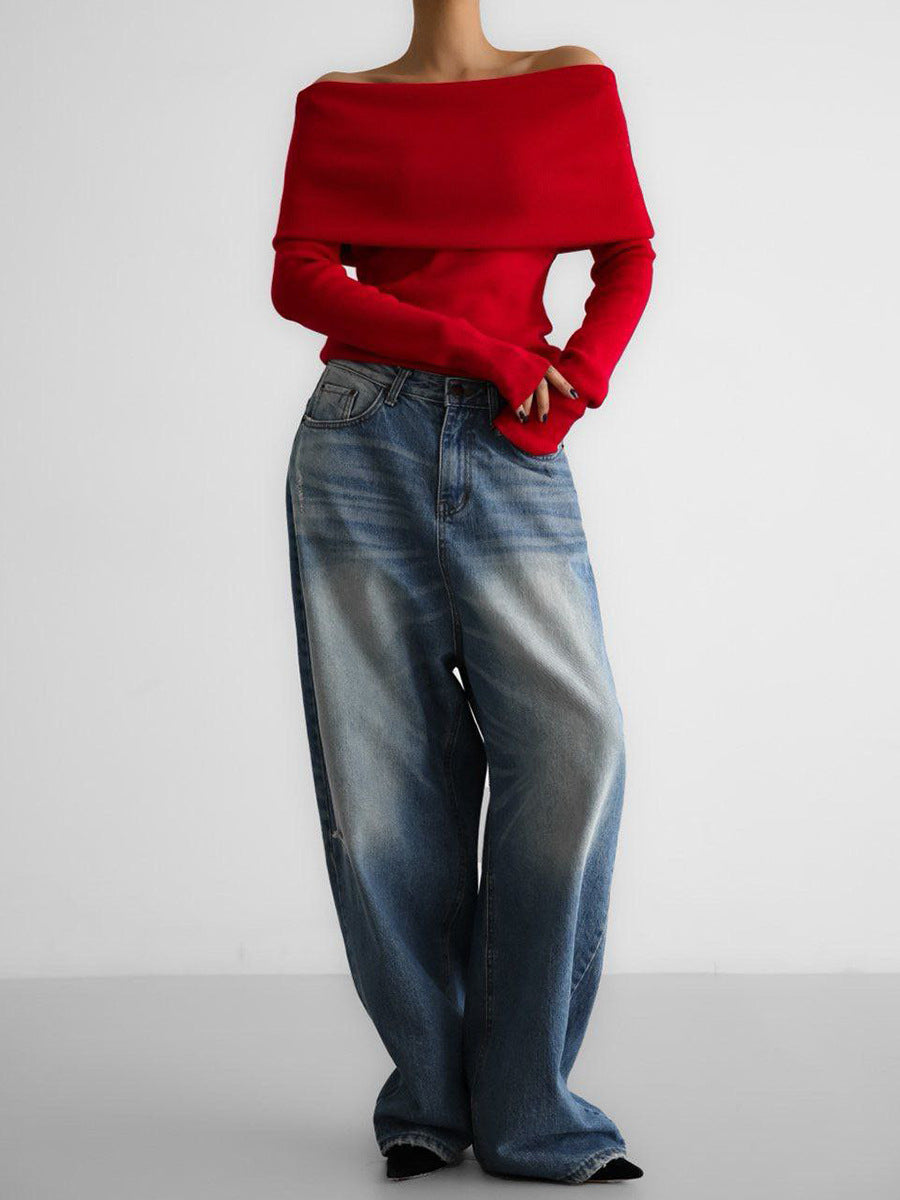 Vestido largo acampanado con ribete de encaje bordado de Joa