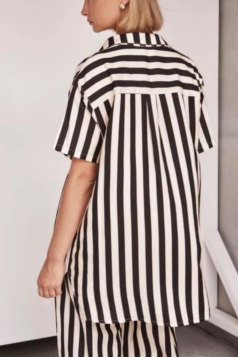 Resort Casual Ριγέ Φαρδύ Παντελόνι-Σετ