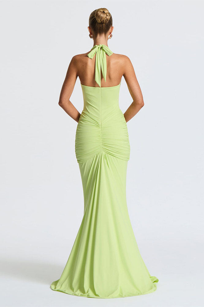 Halter Deep V Mermaid Maxi Dress