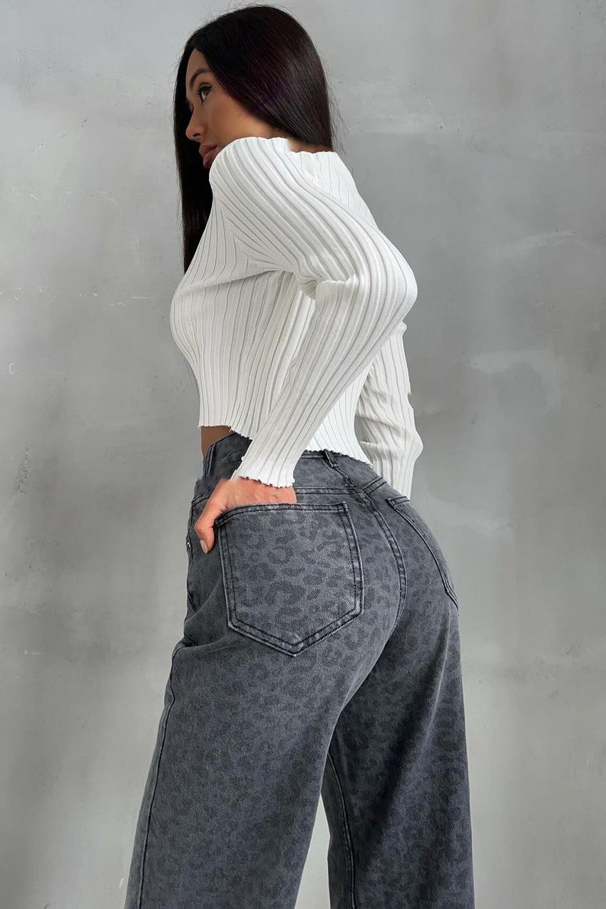 Leopard High-Waisted Jeans