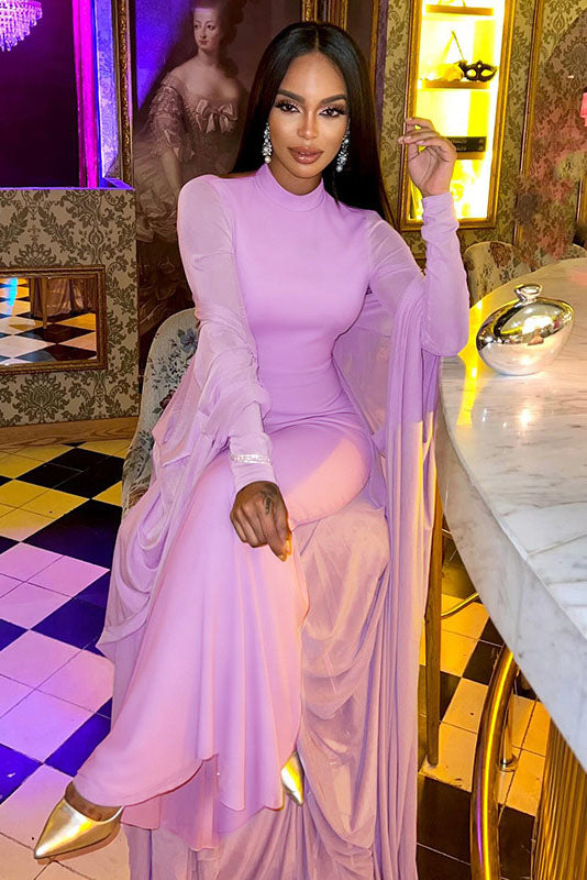 Conjunto de Vestido Maxi de Duas Peças com Capa Transparente