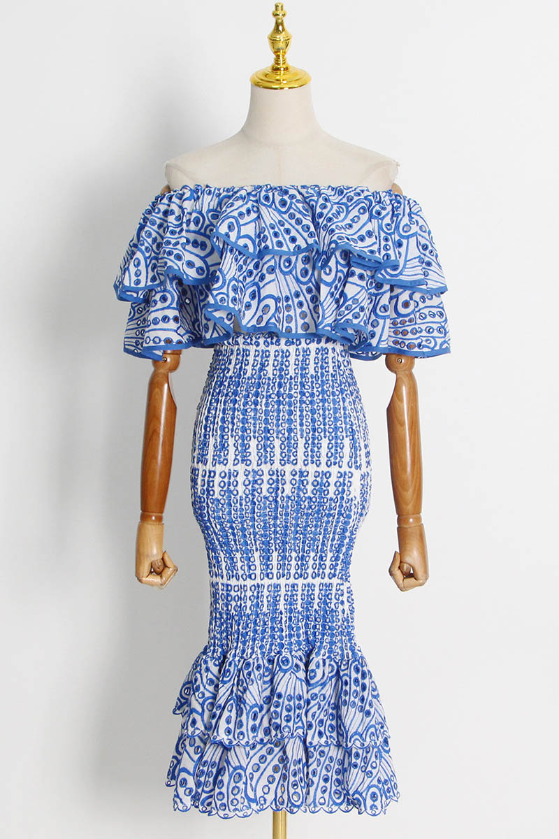 Sada maxi šatů Dolly s výšivkou s krajkou