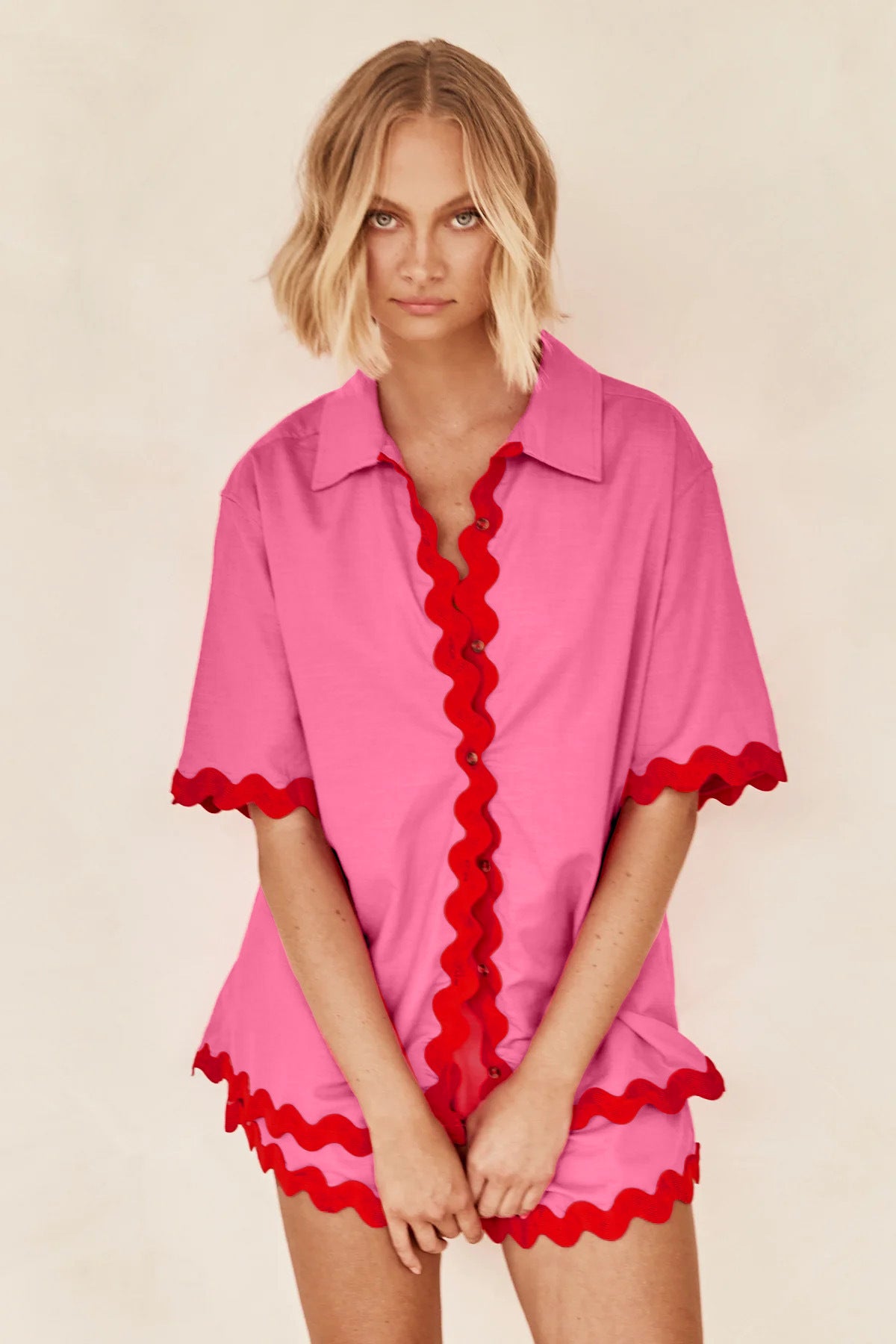 Einfach Cardigan Wavy Stitching Set