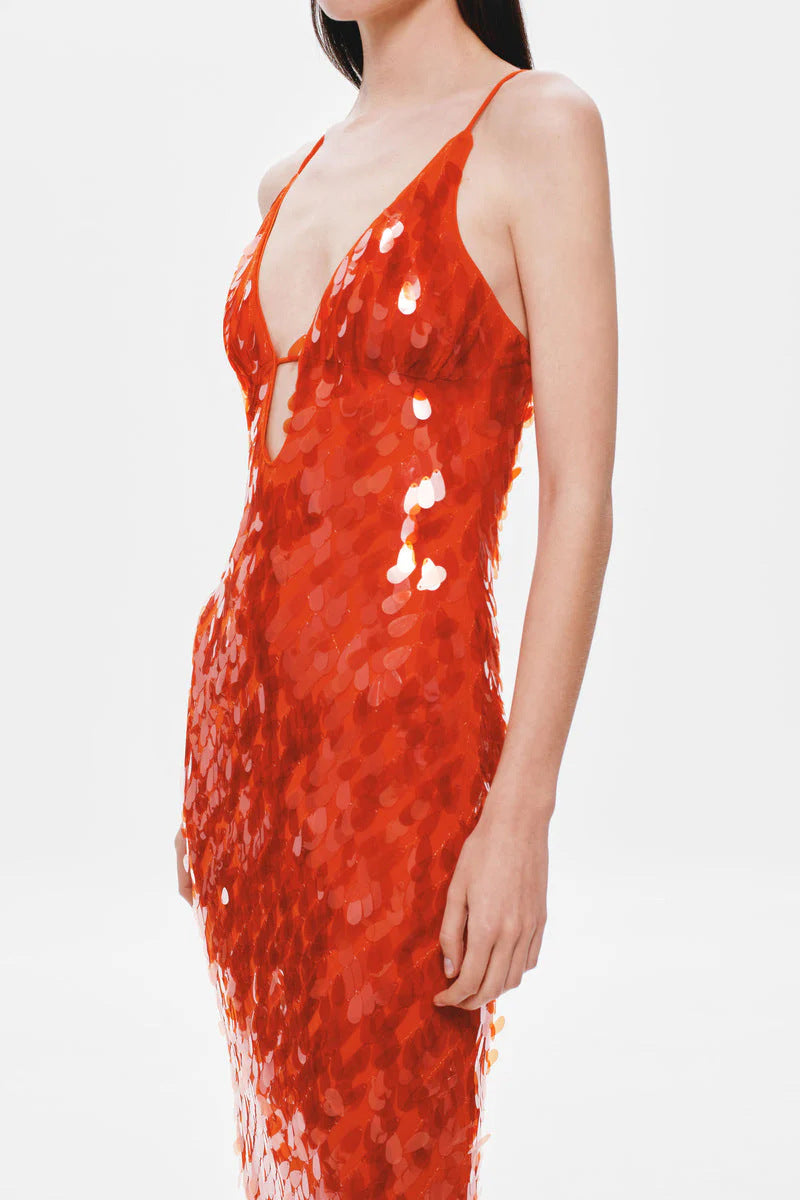 Sequin Spaghetti Strap Maxi Dress