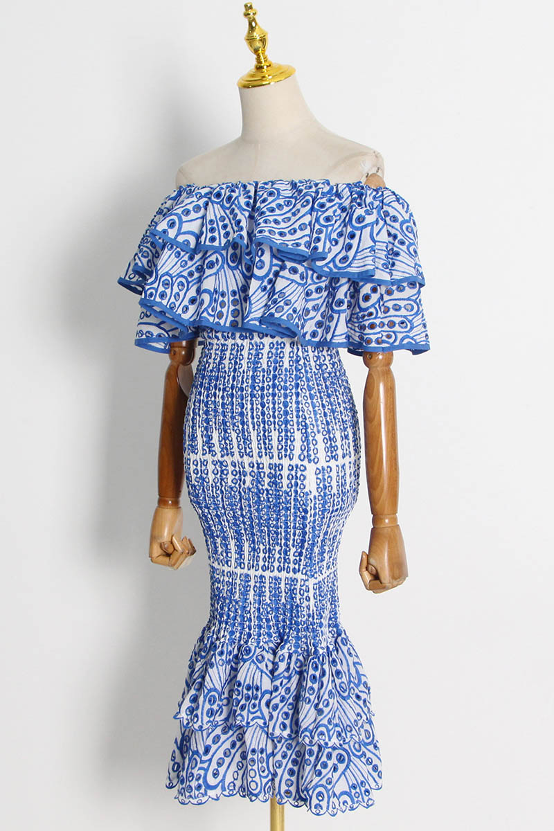 Sada maxi šatů Dolly s výšivkou s krajkou