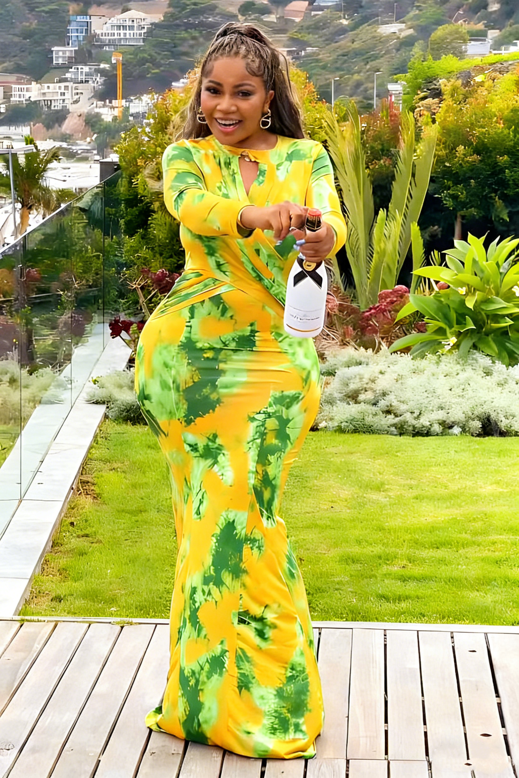 Conjunto de calças florais com mangas balonê Félice