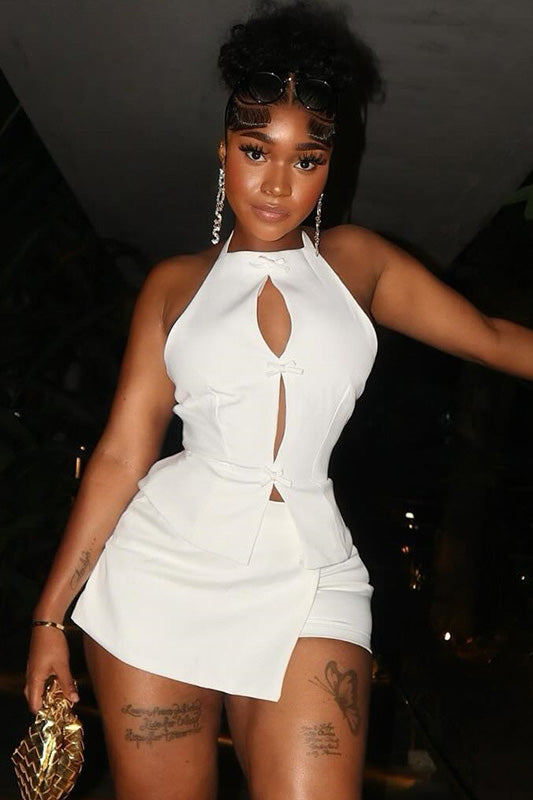 Sensuell Halter Rüschenrock Set