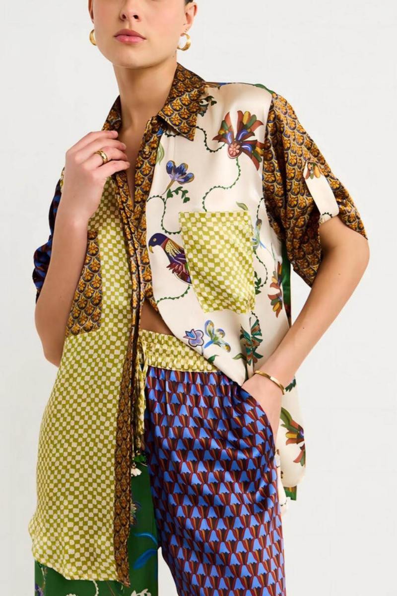 Speciální sada volných širokých kalhot s lidovým potiskem