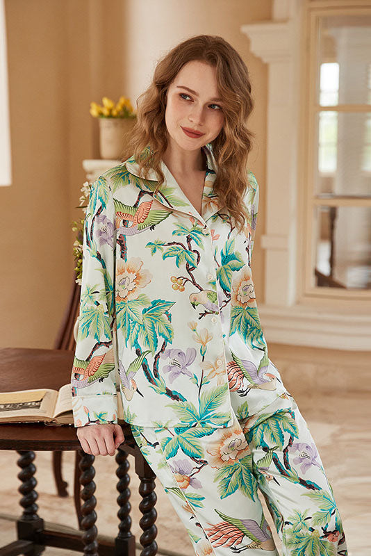 Peony Print Long-Sleeve Loungewear Set