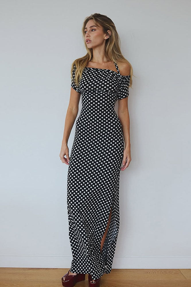 Spring Summer Polka Dot Womens Midi Dress Spring Summer Polka Dot Womens Midi Dress