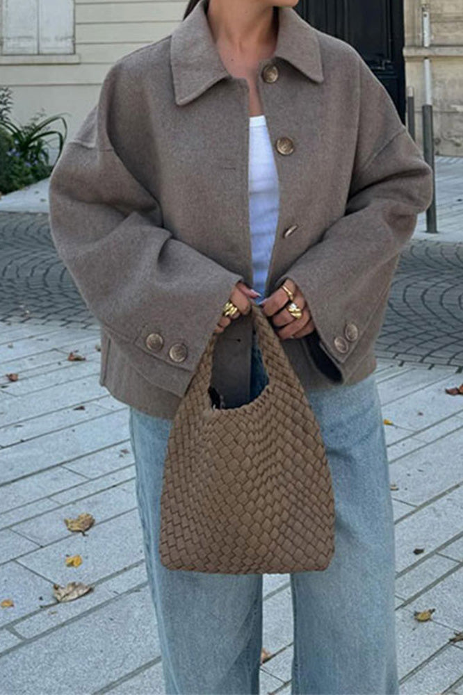 Strickjacke in Volltonfarbe mit Revers
