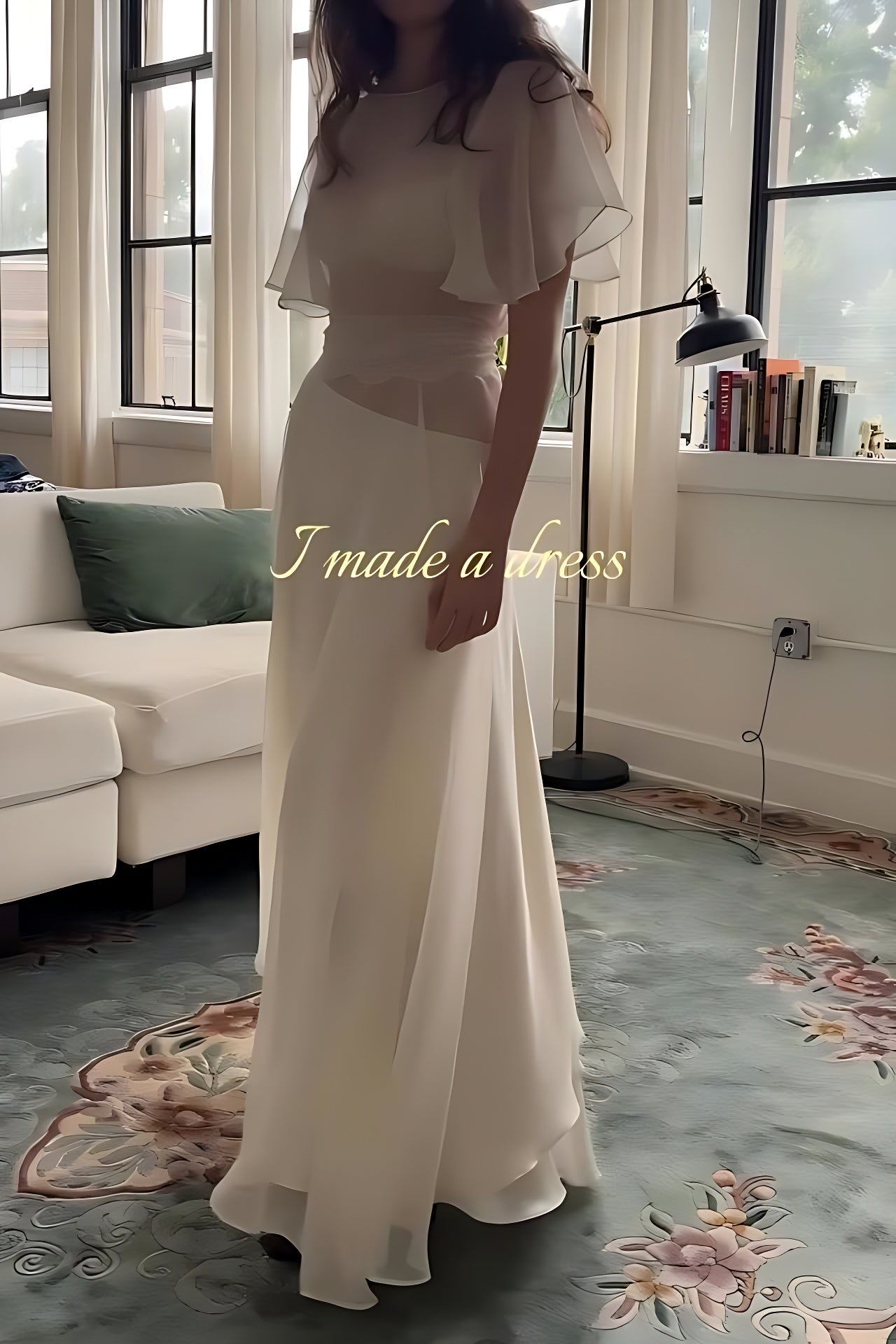 Ethereal Sheer Flutter Sleeve Maxi Dress