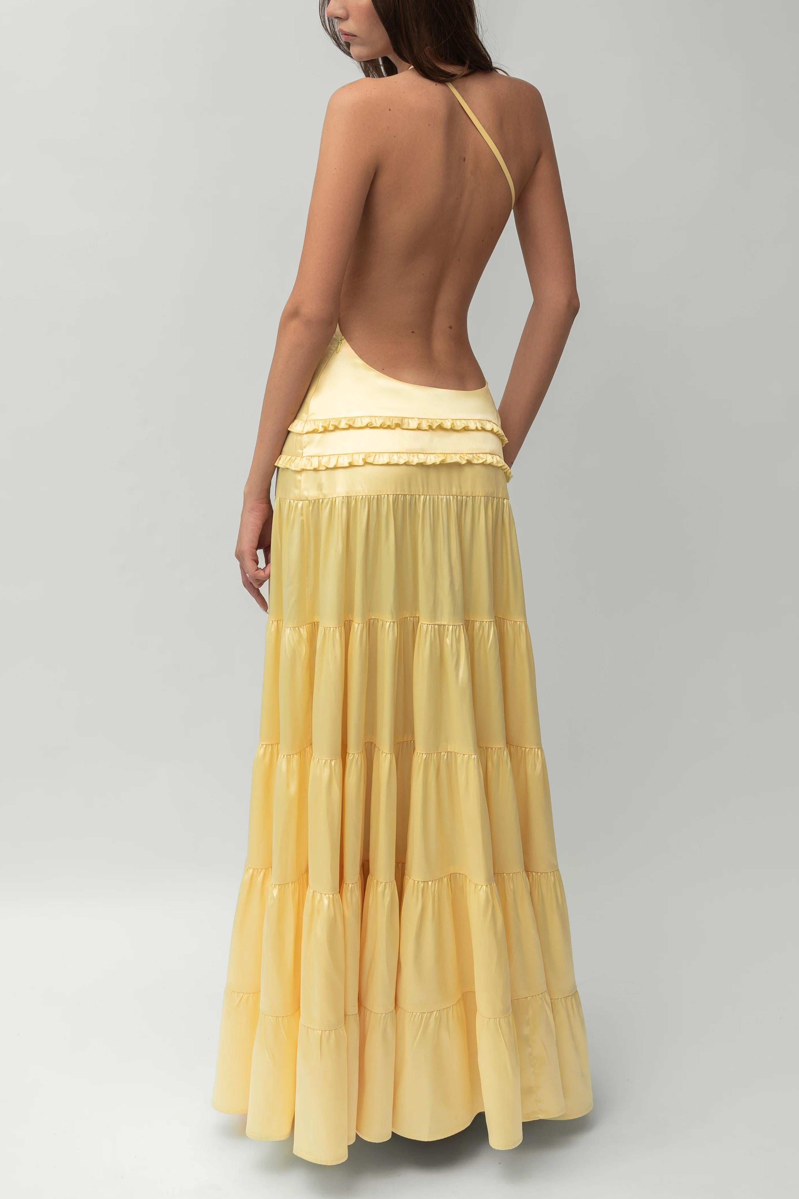 Athena Backless Pleated Maxi Dress