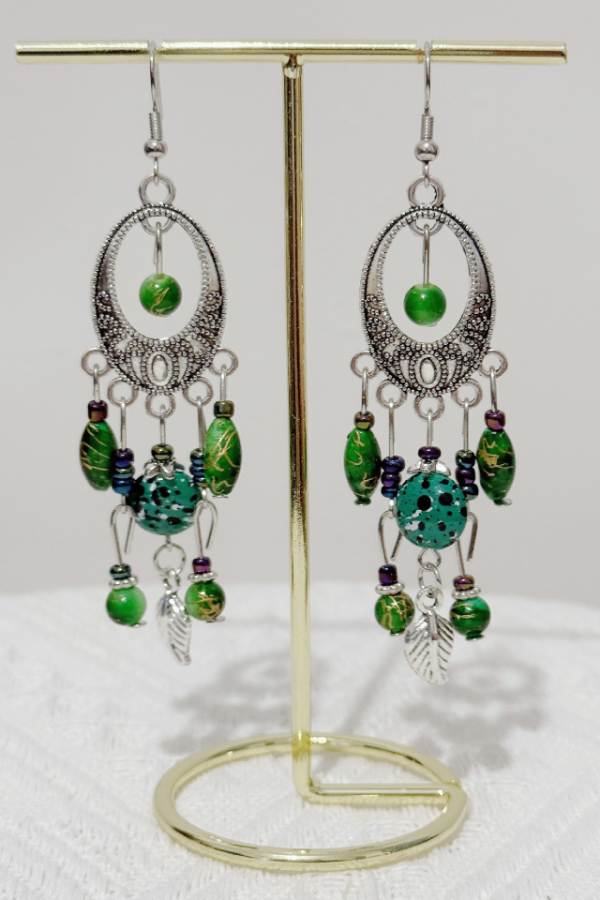 Boucles d'oreilles longues à franges turquoise en alliage pour femmes, boucles d'oreilles décoratives