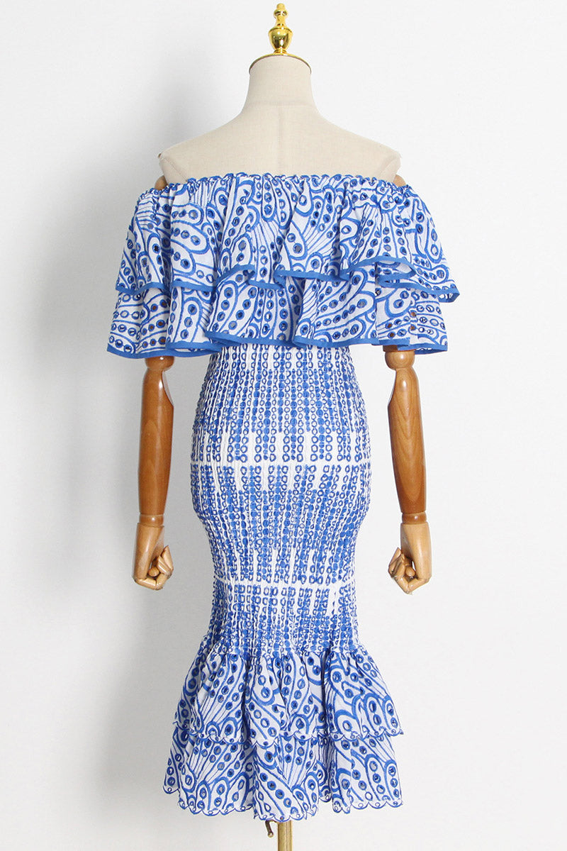 Sada maxi šatů Dolly s výšivkou s krajkou