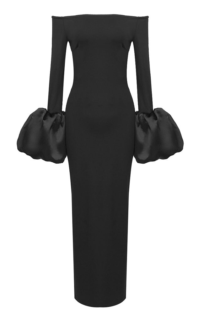 Enfärgad lanternärmklänning