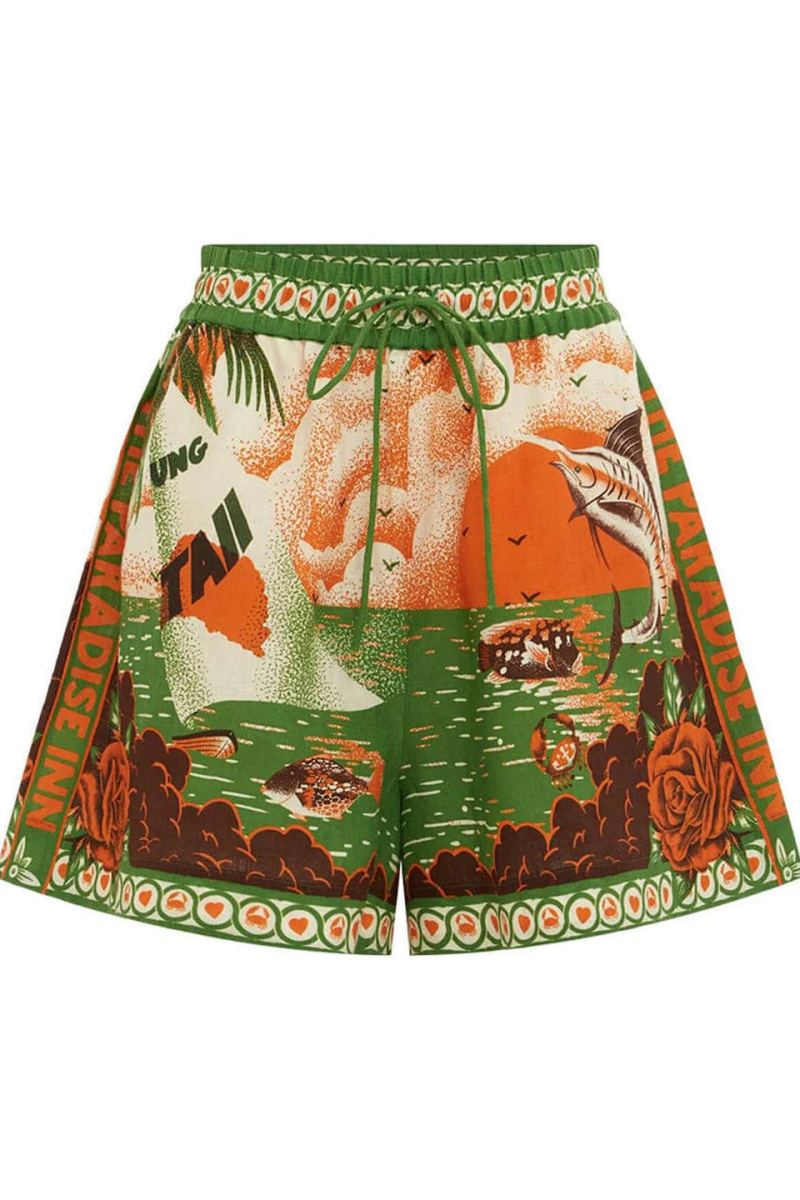 Unique Printed Sunny Afternoon Printed Shorts Two-Piece Set