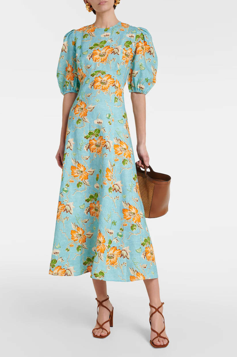 Fine Satin Blummendrock Batwing Sleeve Hosen Set - Orange