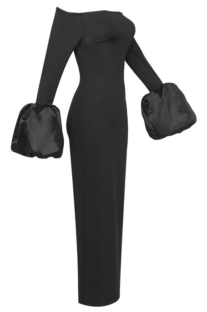 Enfärgad lanternärmklänning