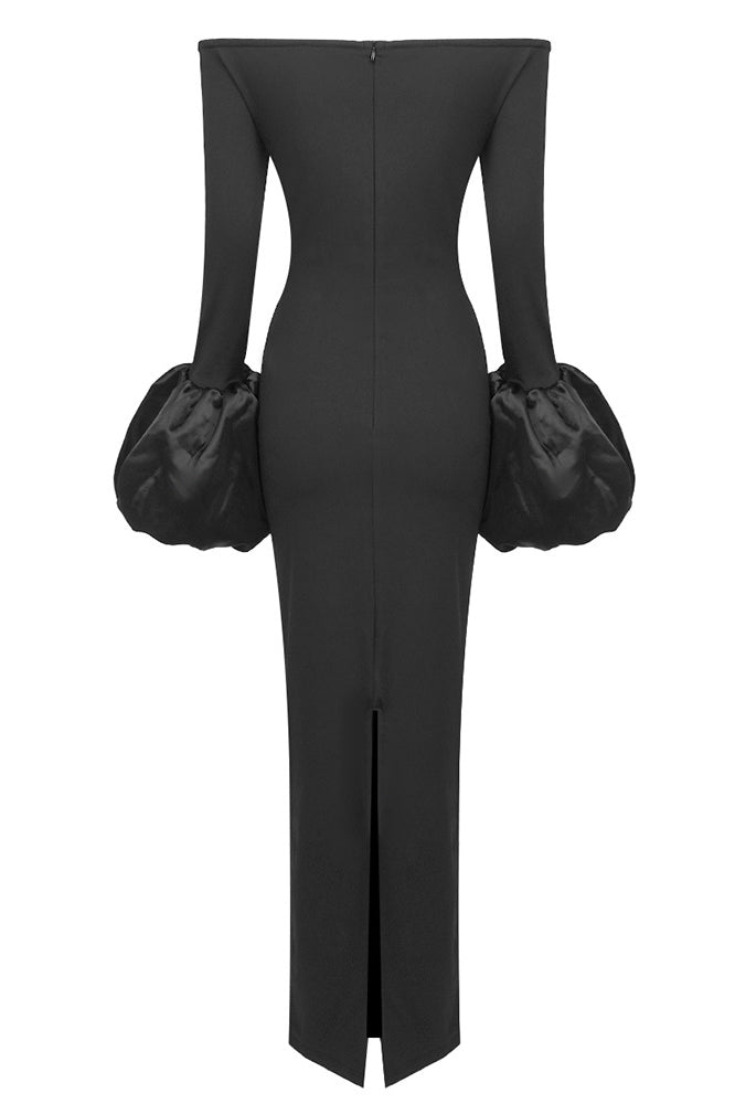 Enfärgad lanternärmklänning