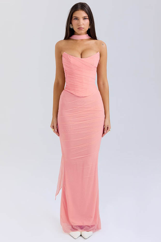 Flowy Tie Strapless Slimming Skirt Set