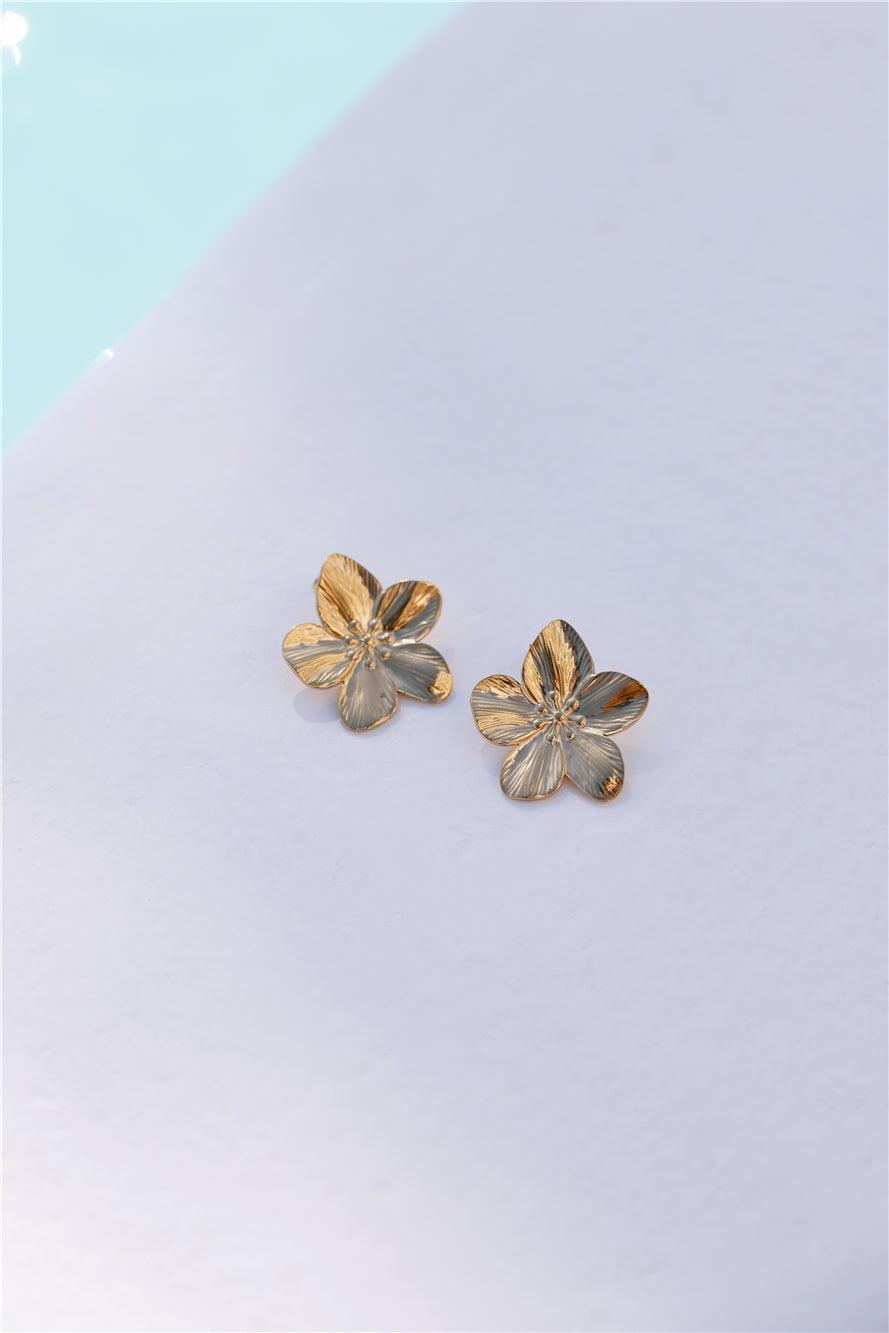 Brincos Fave Flower Banhados a Ouro 18k Ouro
