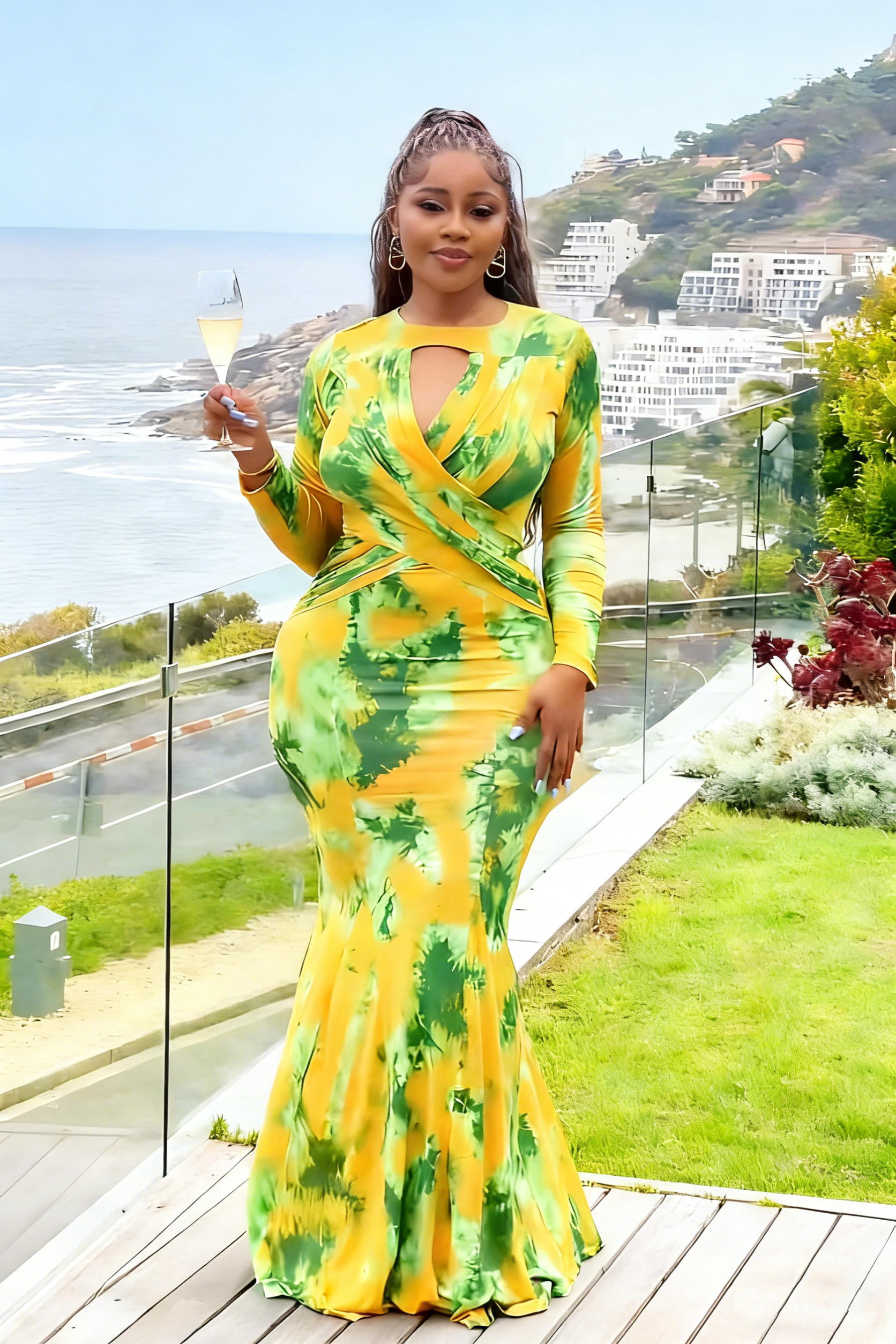 Conjunto de calças florais com mangas balonê Félice