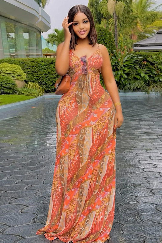 שמלת מקסי פרחונית ורודה וזורמת לחלום