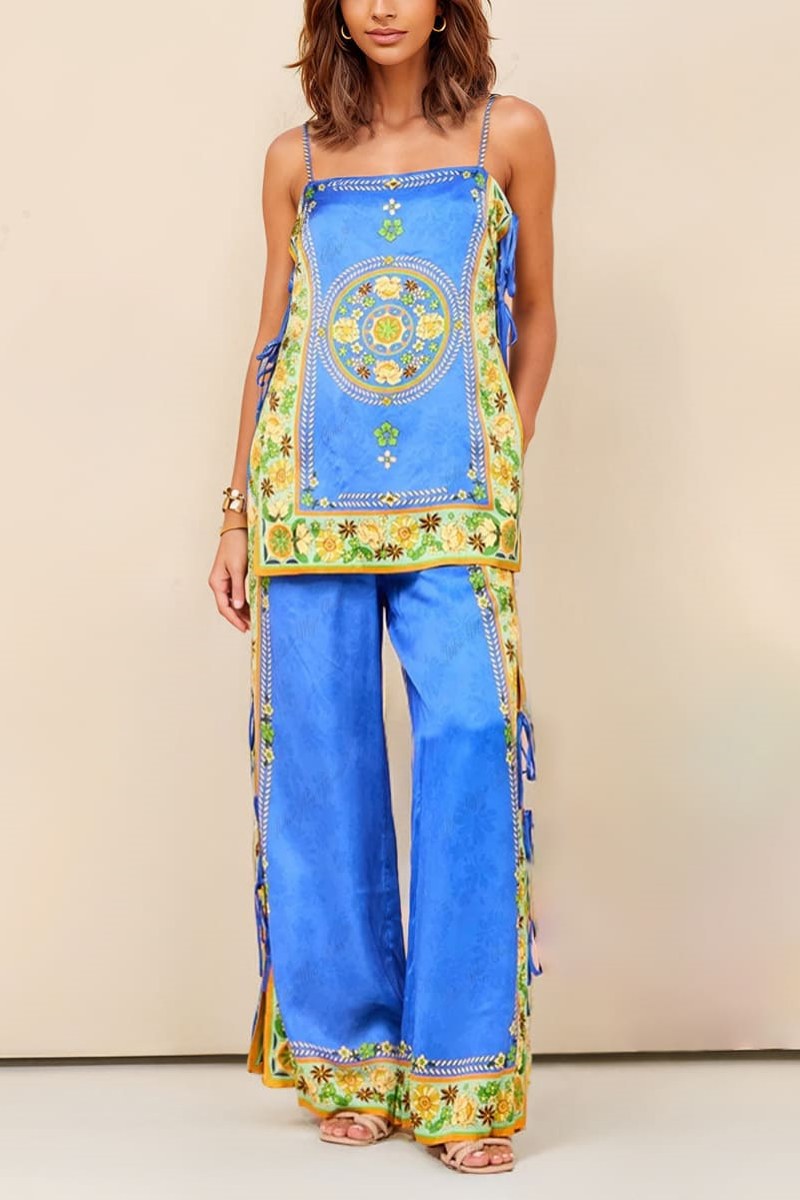 Ensemble de pantalons en carreaux de mosaïque ornés