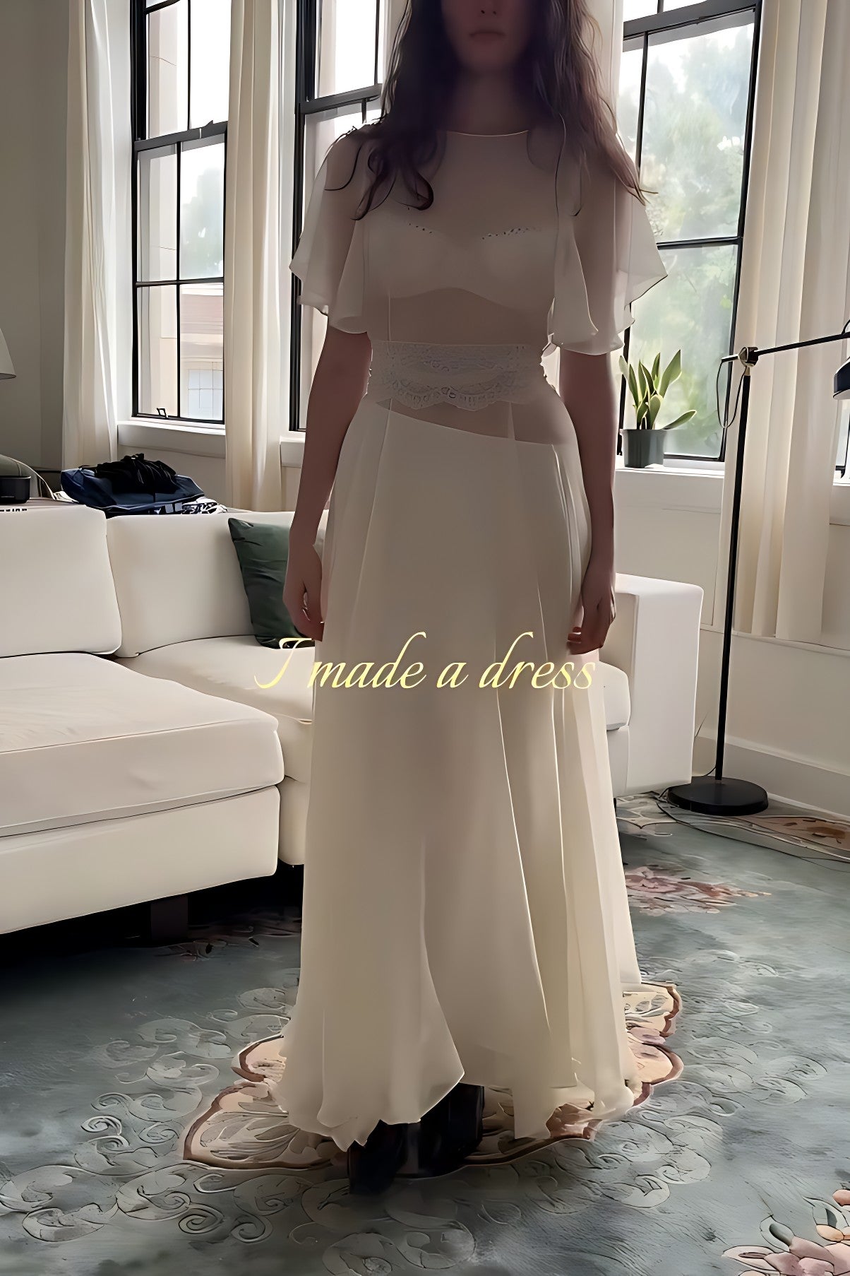 Ethereal Sheer Flutter Sleeve Maxi Dress