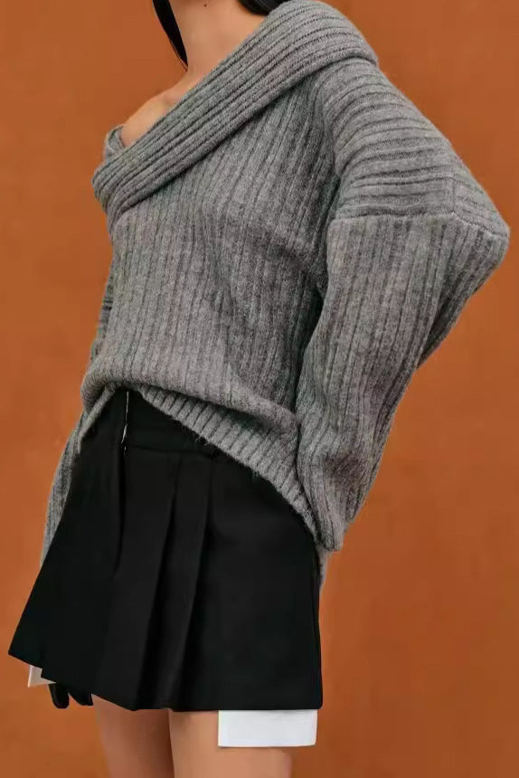 Lazy Style Solid Faarf Irregulär Strécken Top