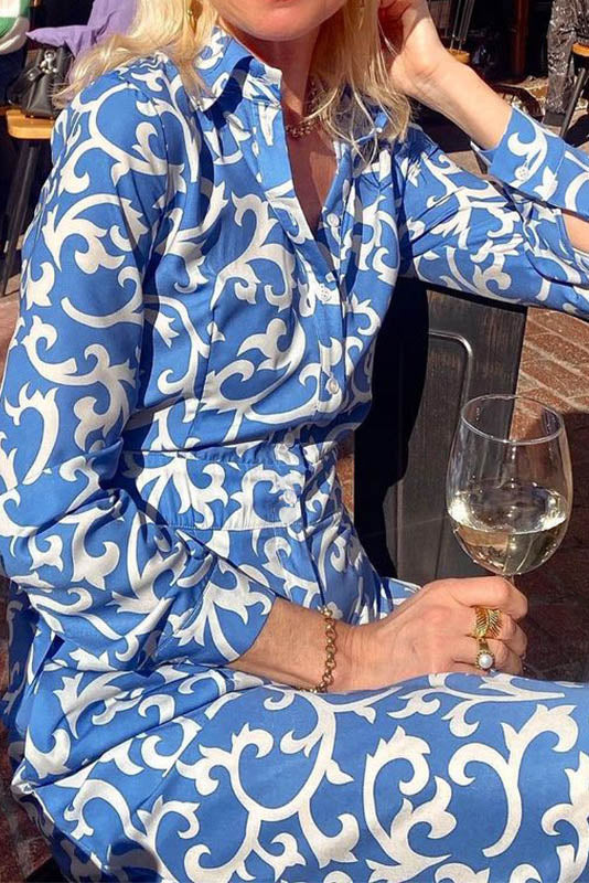 Broekset met fijne satijnen bloemenprint en vleermuismouwen - Oranje