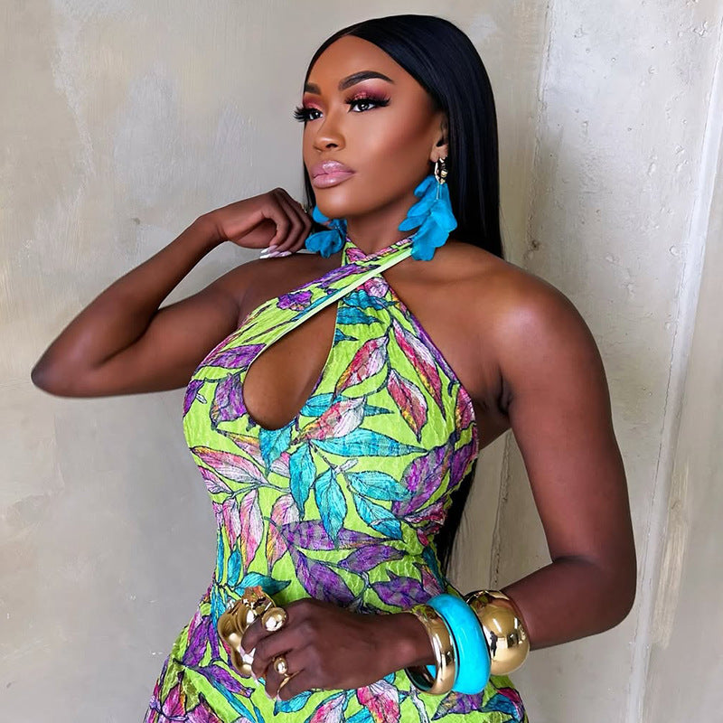 Havblå Plissert Blonde Maxi-kjole