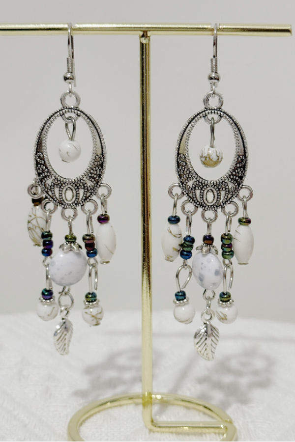 Boucles d'oreilles longues à franges turquoise en alliage pour femmes, boucles d'oreilles décoratives