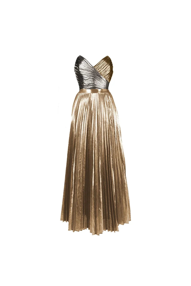 Cutout Gold Patchwork One-Piece Skirt Set