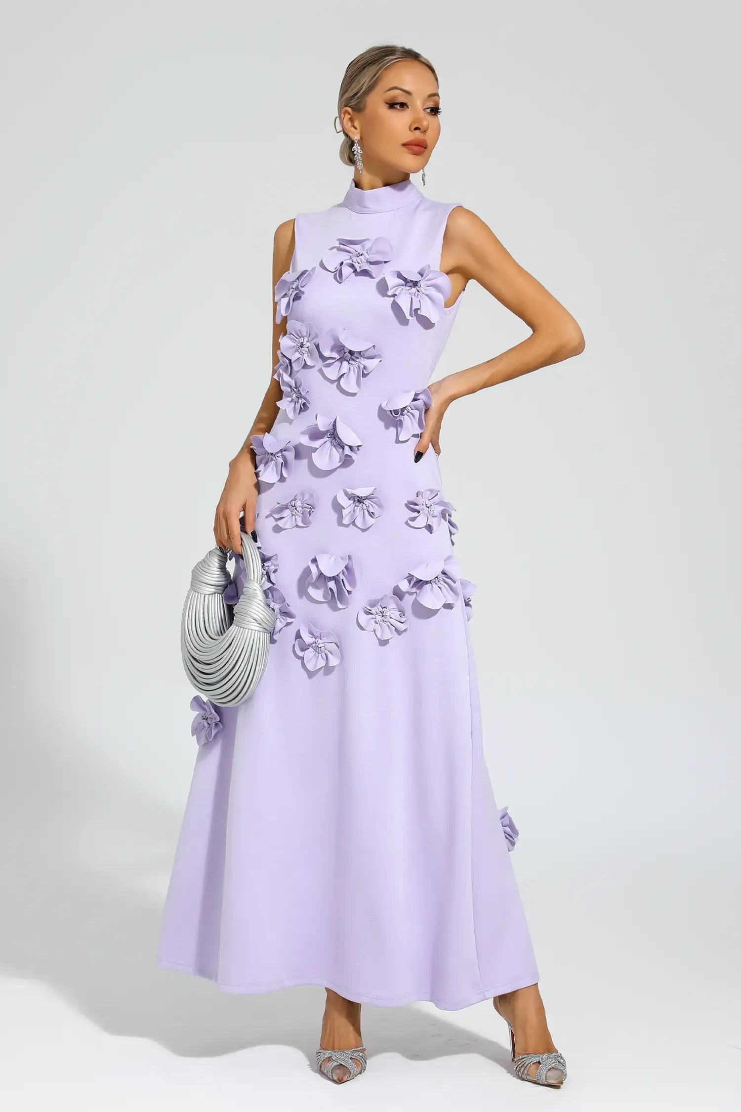 Ethel Flower Embellished Sleeveless Maxi Dress