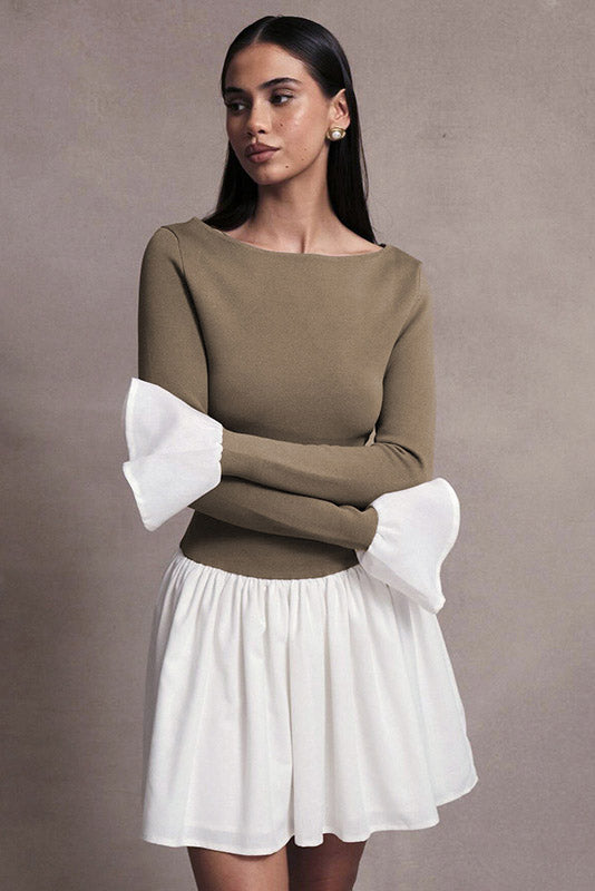 balloon sleeve knit dress Candice Balloon Sleeves Knit Mini Dress