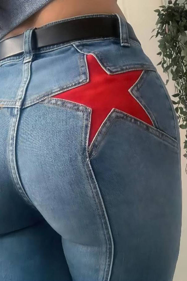 Denim Cargo med høy midje