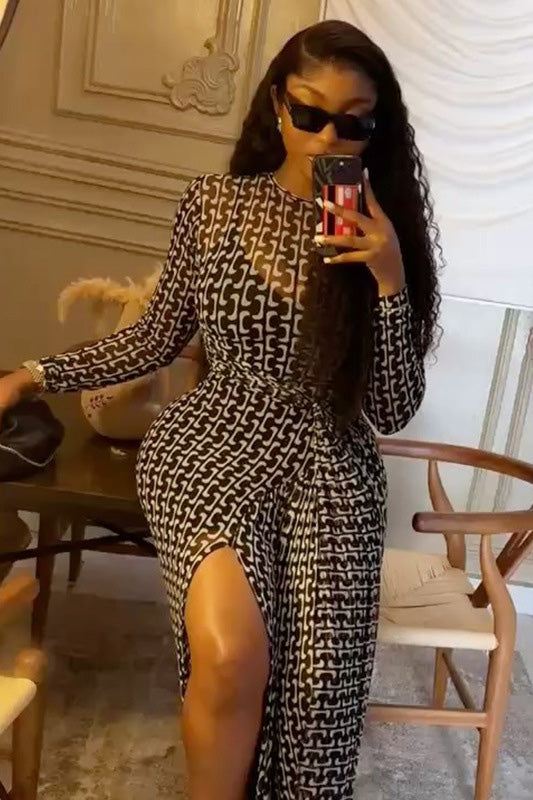 Ombré Zebra Transparentes Maxikleid