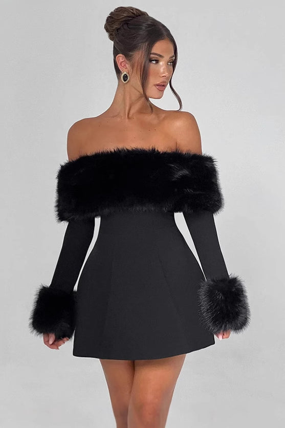 Ein-Schulter Slim Sexy Mini Kleid