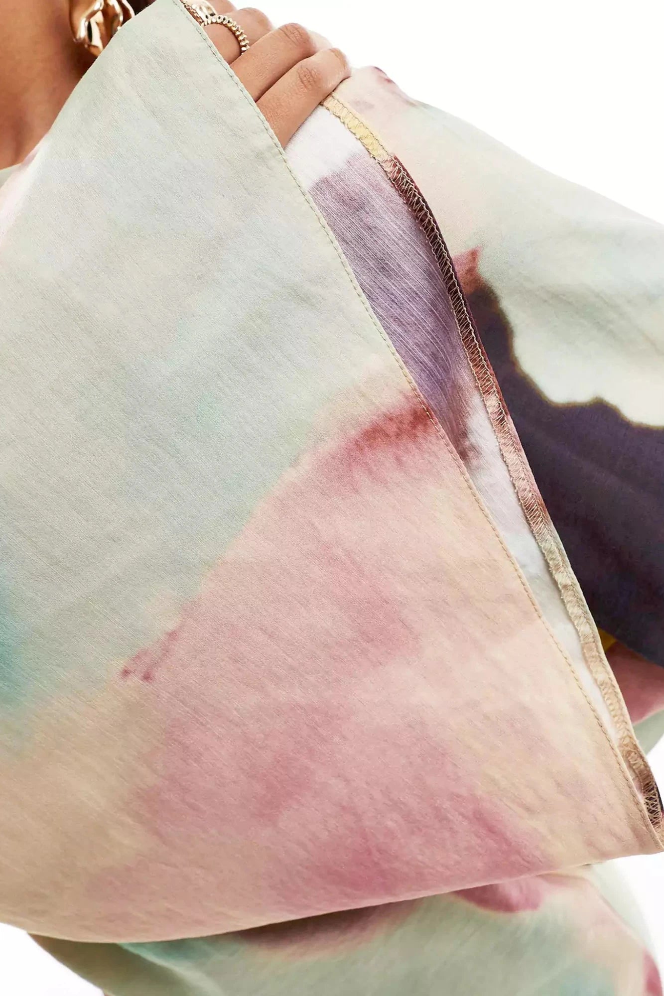 Robe ultra-longue à imprimé aquarelle abstrait