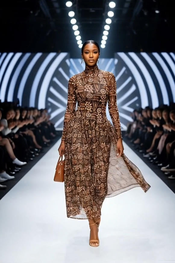 Tribal Print Mesh Maxi Dress