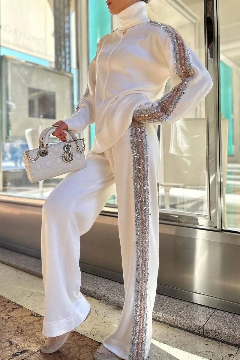 Sada flitrových kalhot s vysokým krkem