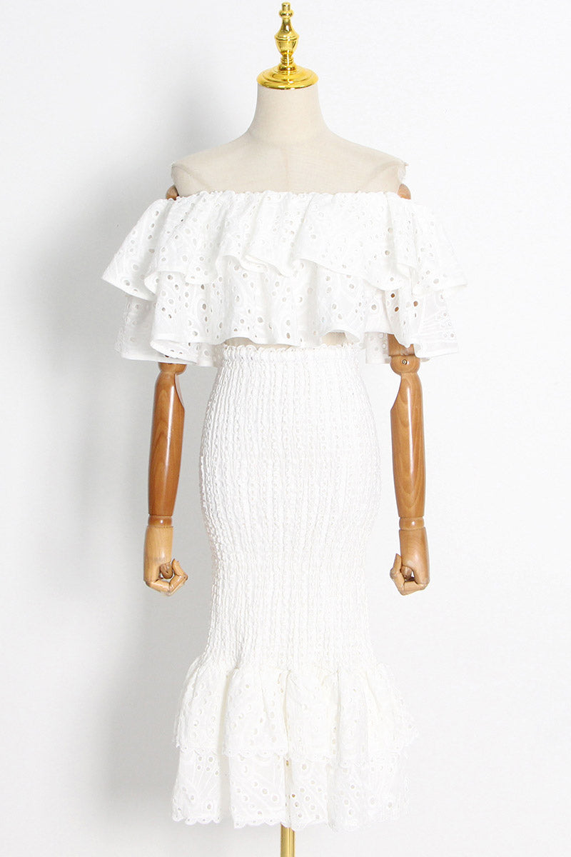 Sada maxi šatů Dolly s výšivkou s krajkou